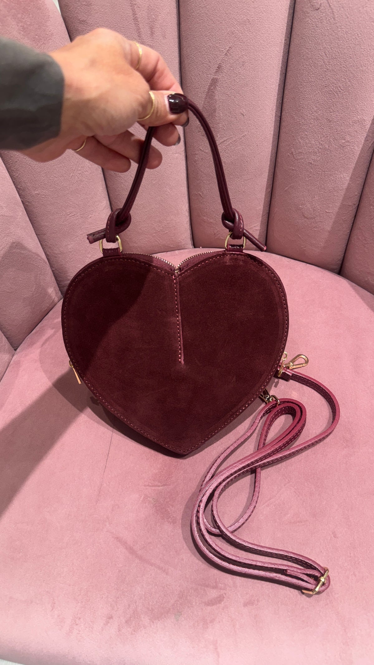BORSA CUORE SCAMOSCIATA