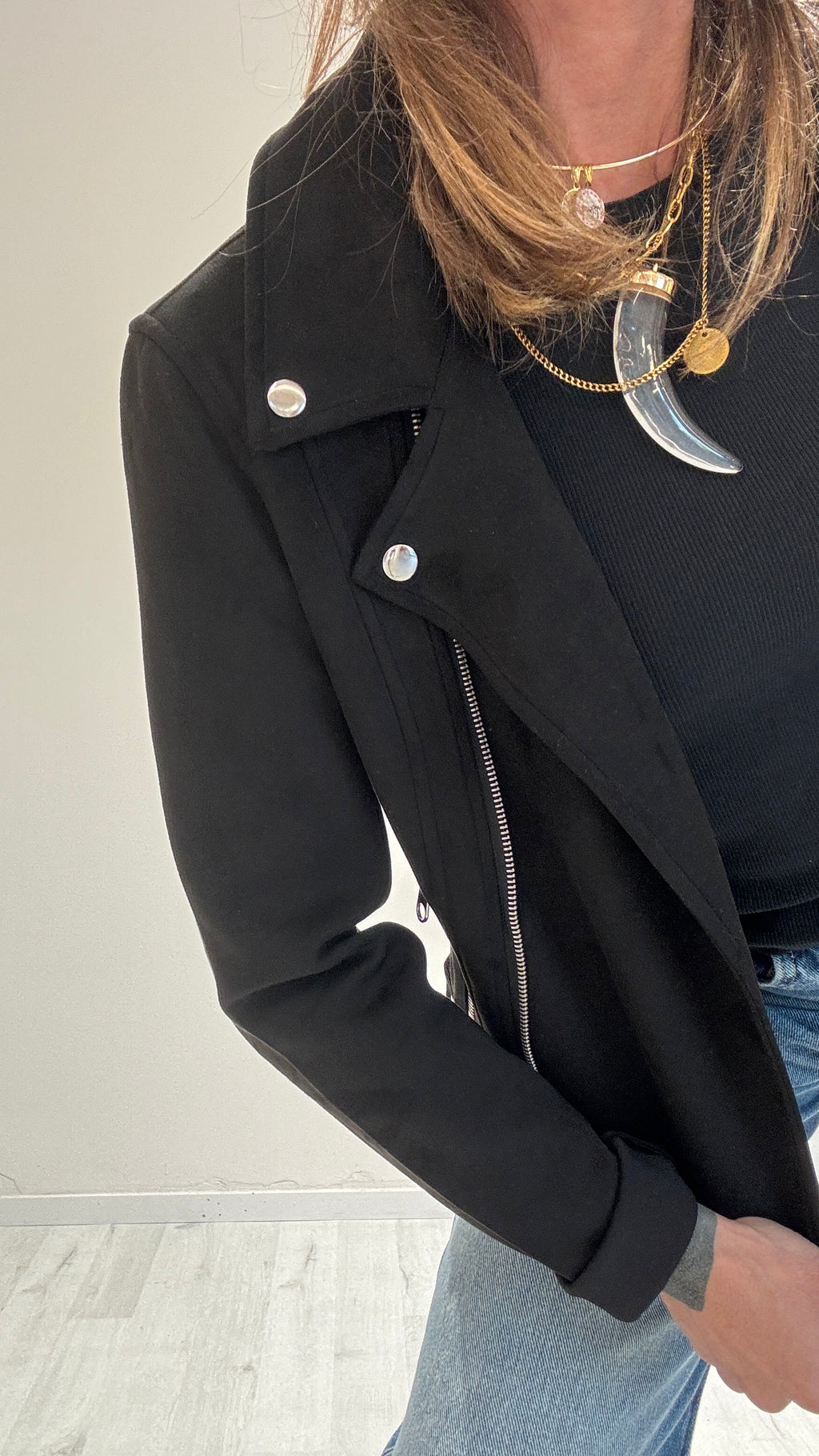 BIKER SCAMOSCIATO ECOPELLE VEROMODA