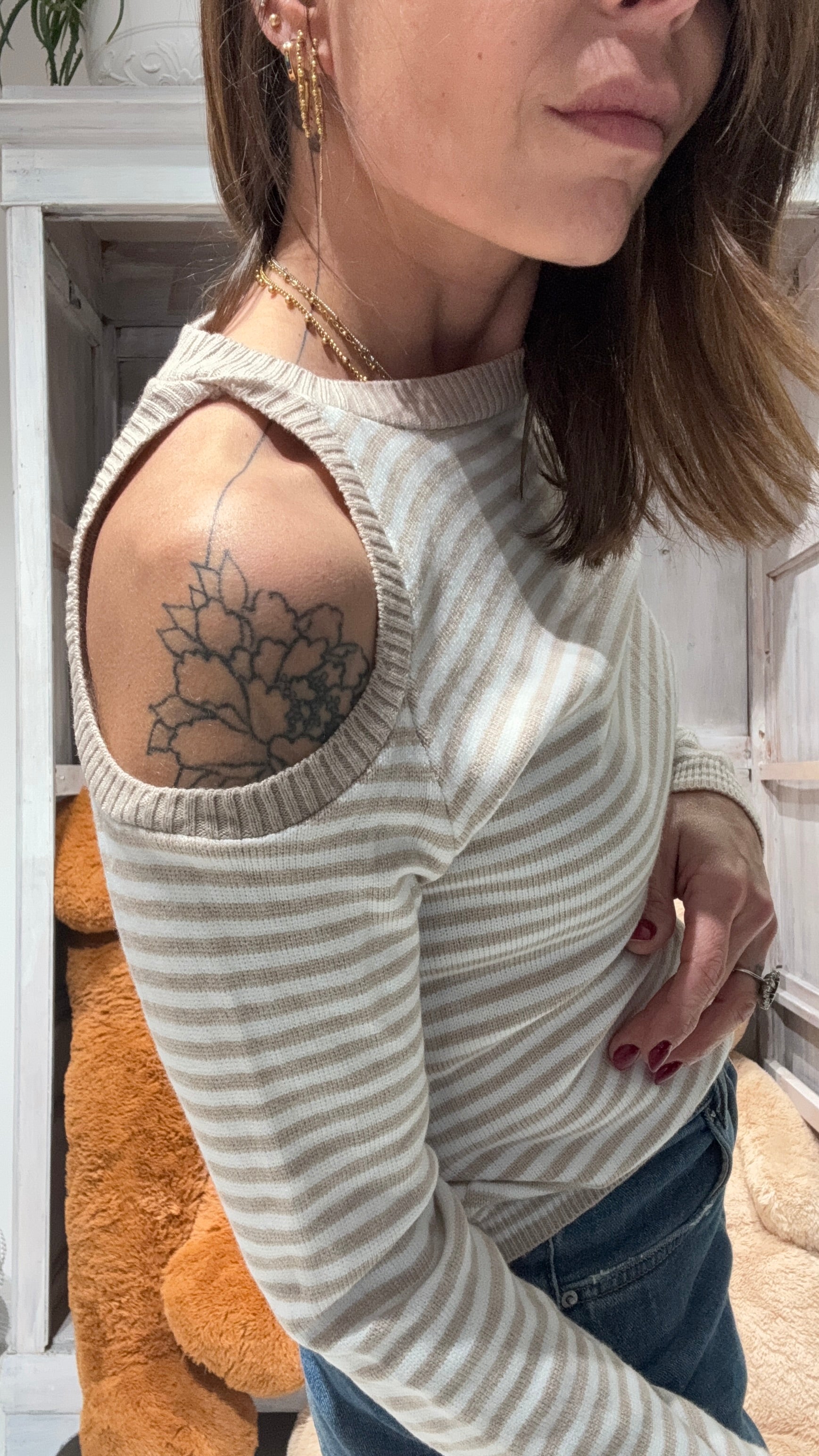 MAGLIA RIGHE love CUT-OUT