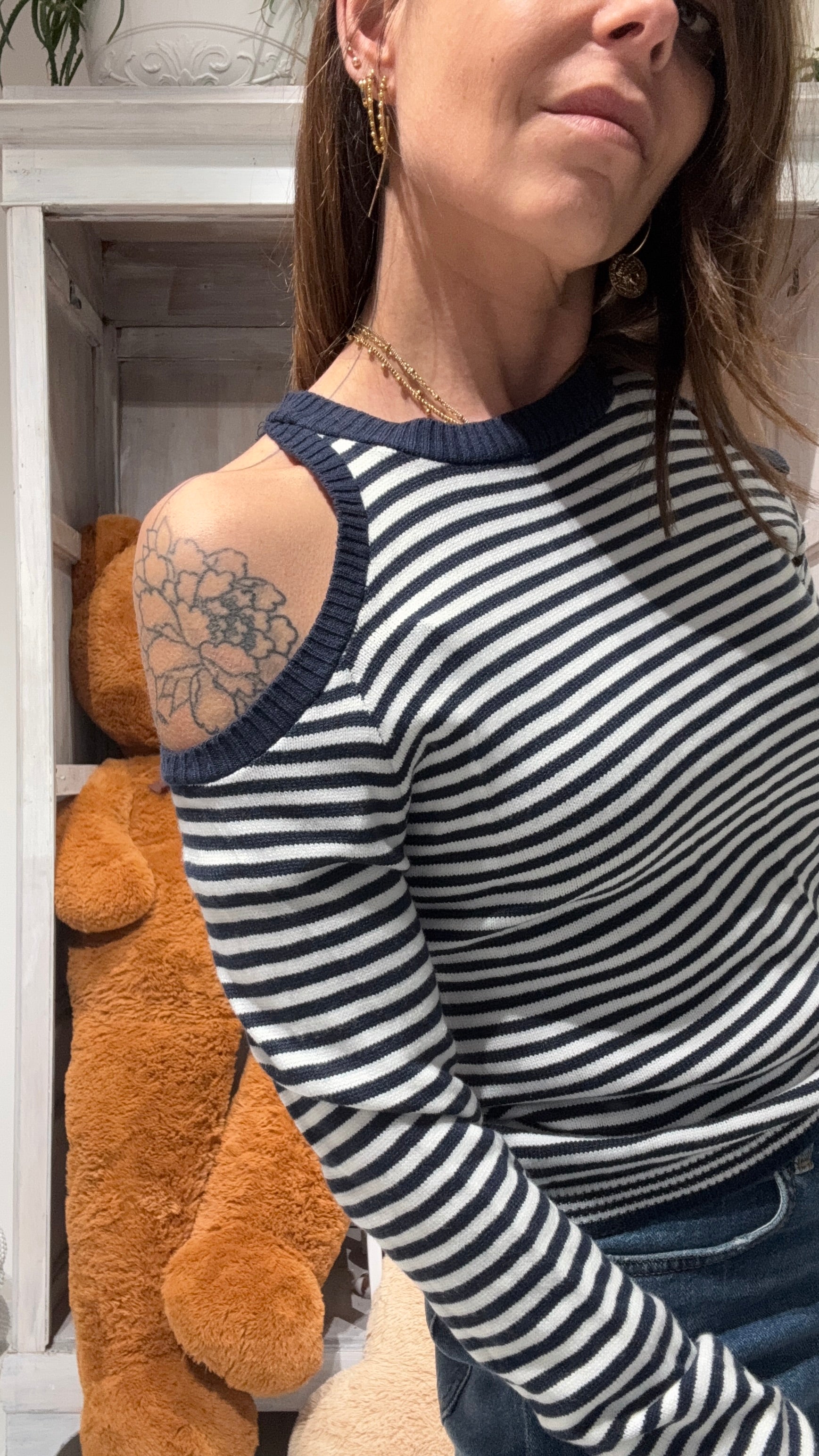 MAGLIA RIGHE love CUT-OUT