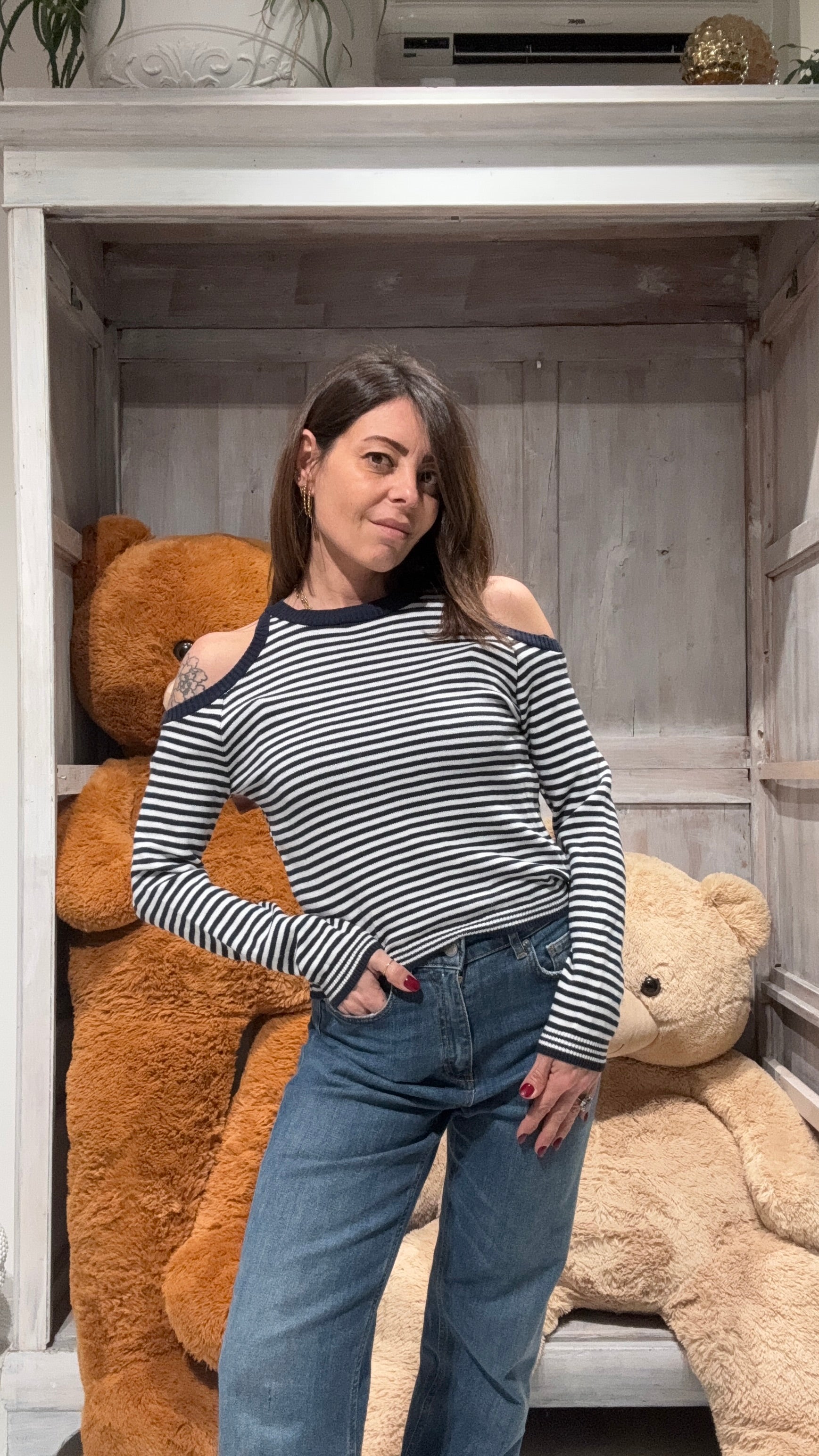 MAGLIA RIGHE love CUT-OUT