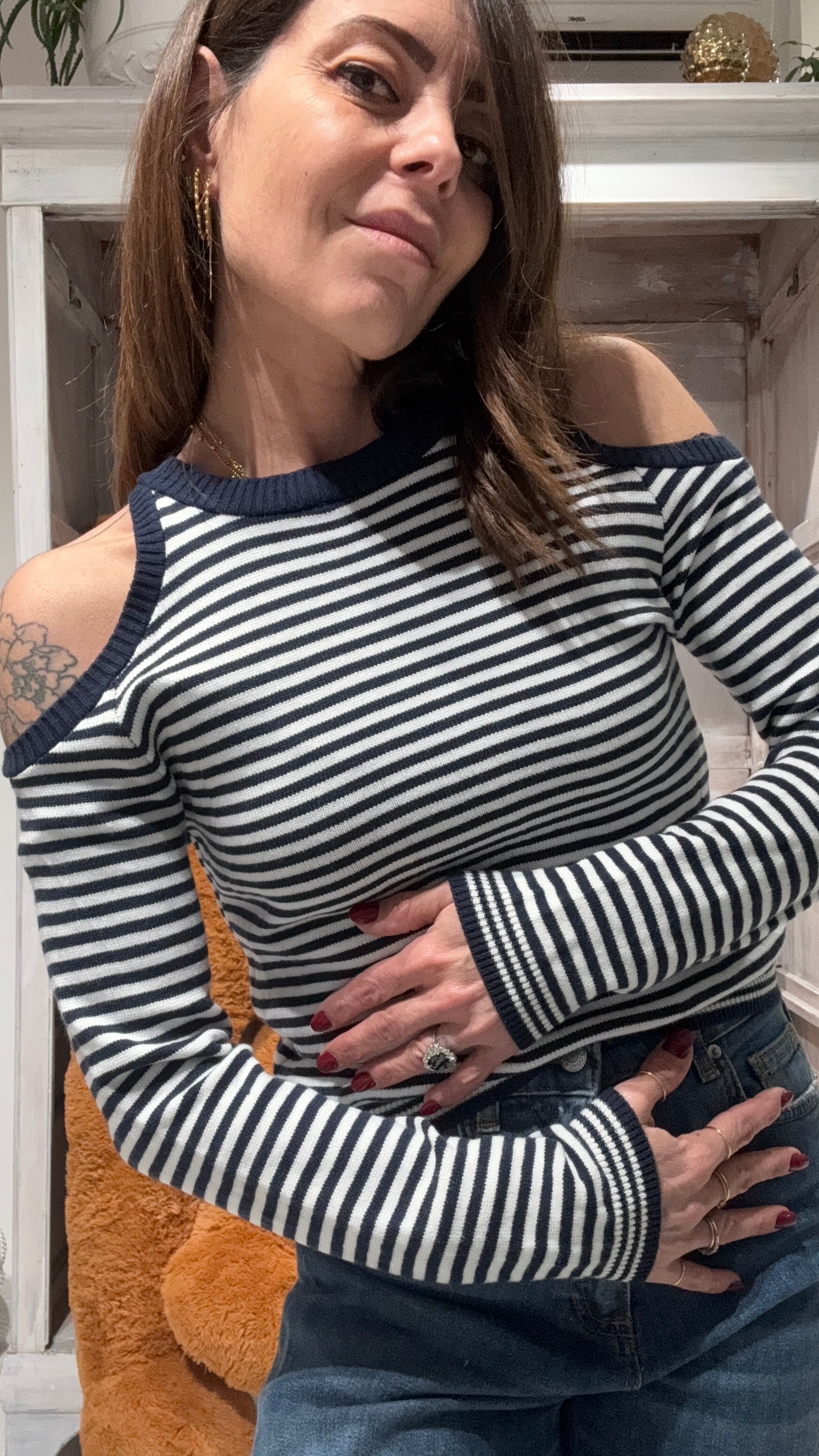 MAGLIA RIGHE love CUT-OUT