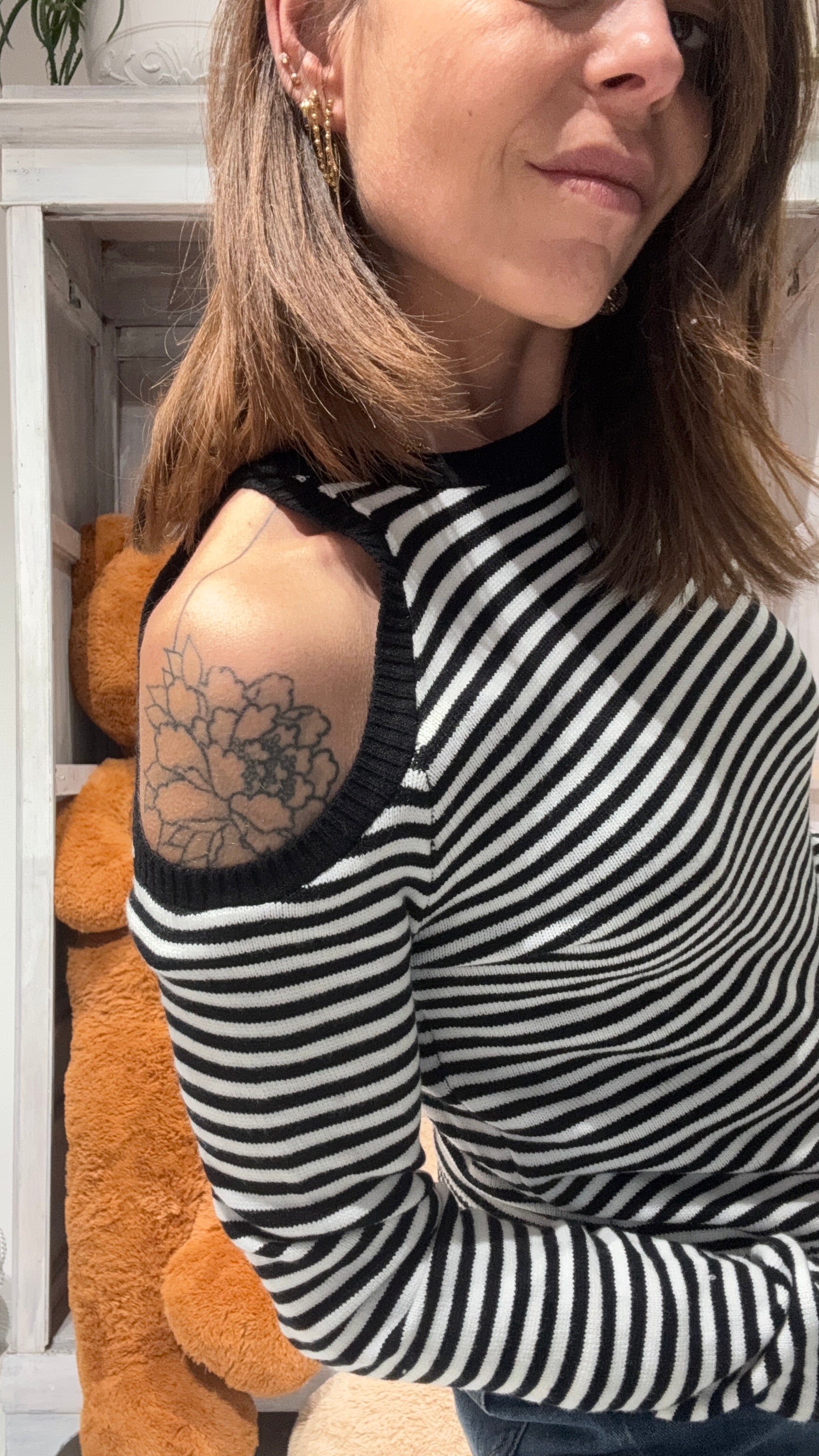 MAGLIA RIGHE love CUT-OUT